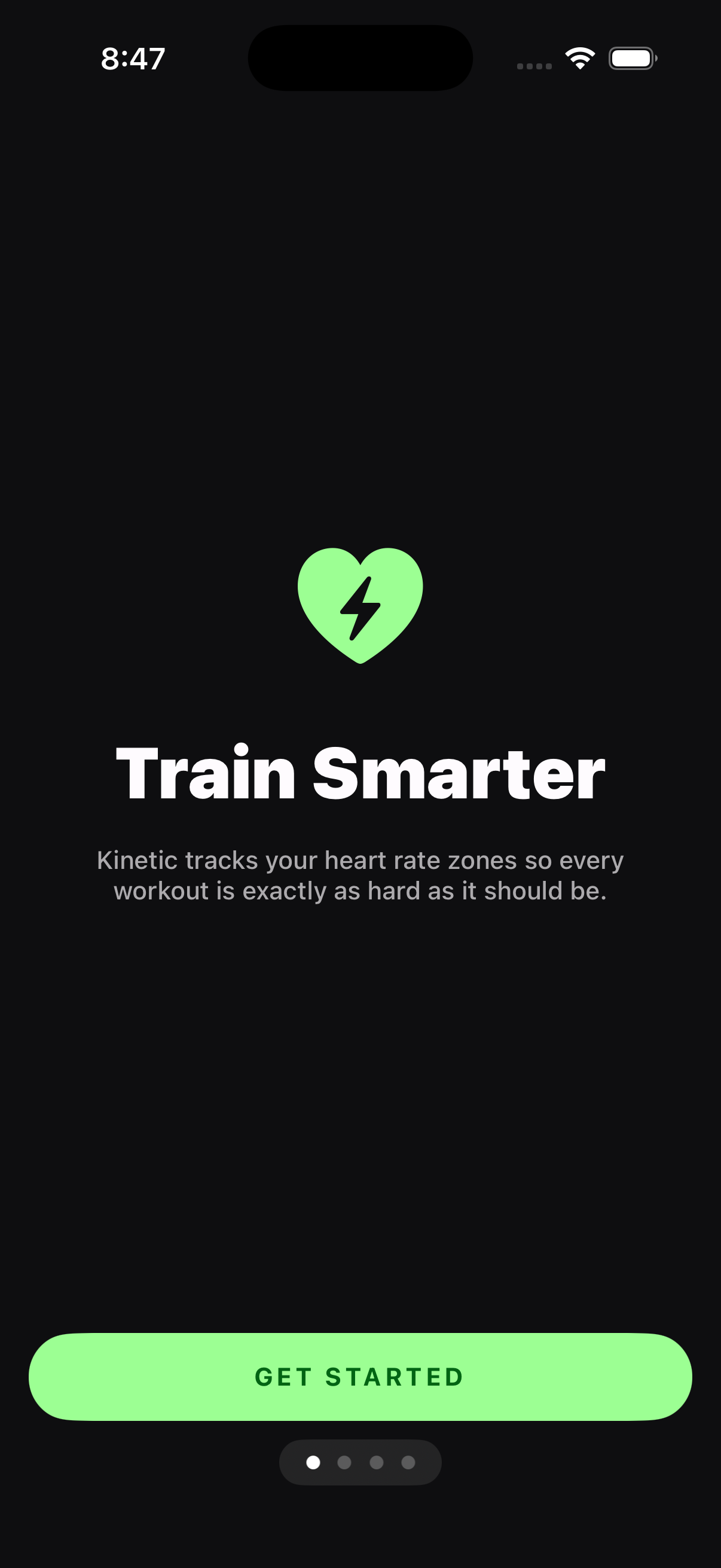 KineticPacer onboarding screen