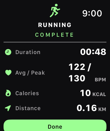 KineticPacer Apple Watch completed workout